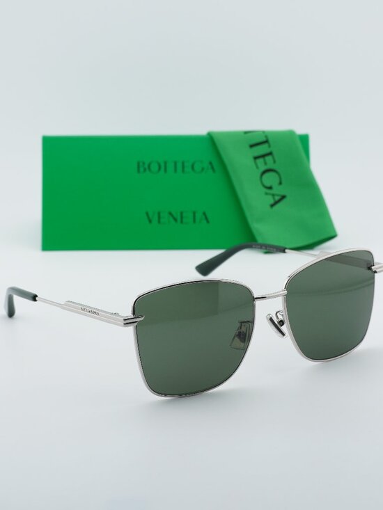 Bottega Veneta BV1237S 003 Square Sunglasses - Silver\\Green main image 9